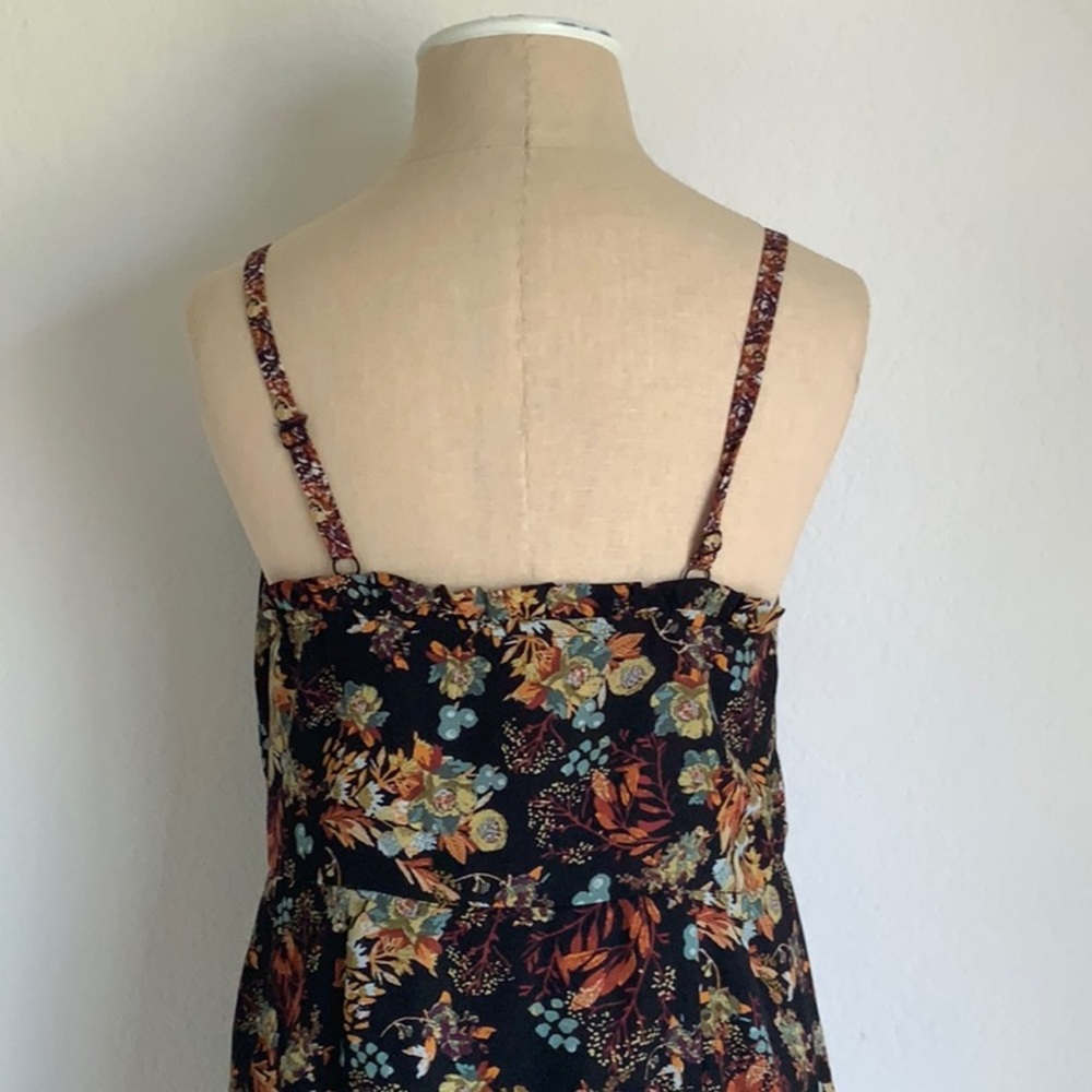 Fall Floral Button Down Maxi Spaghetti Strap Dress - image 5